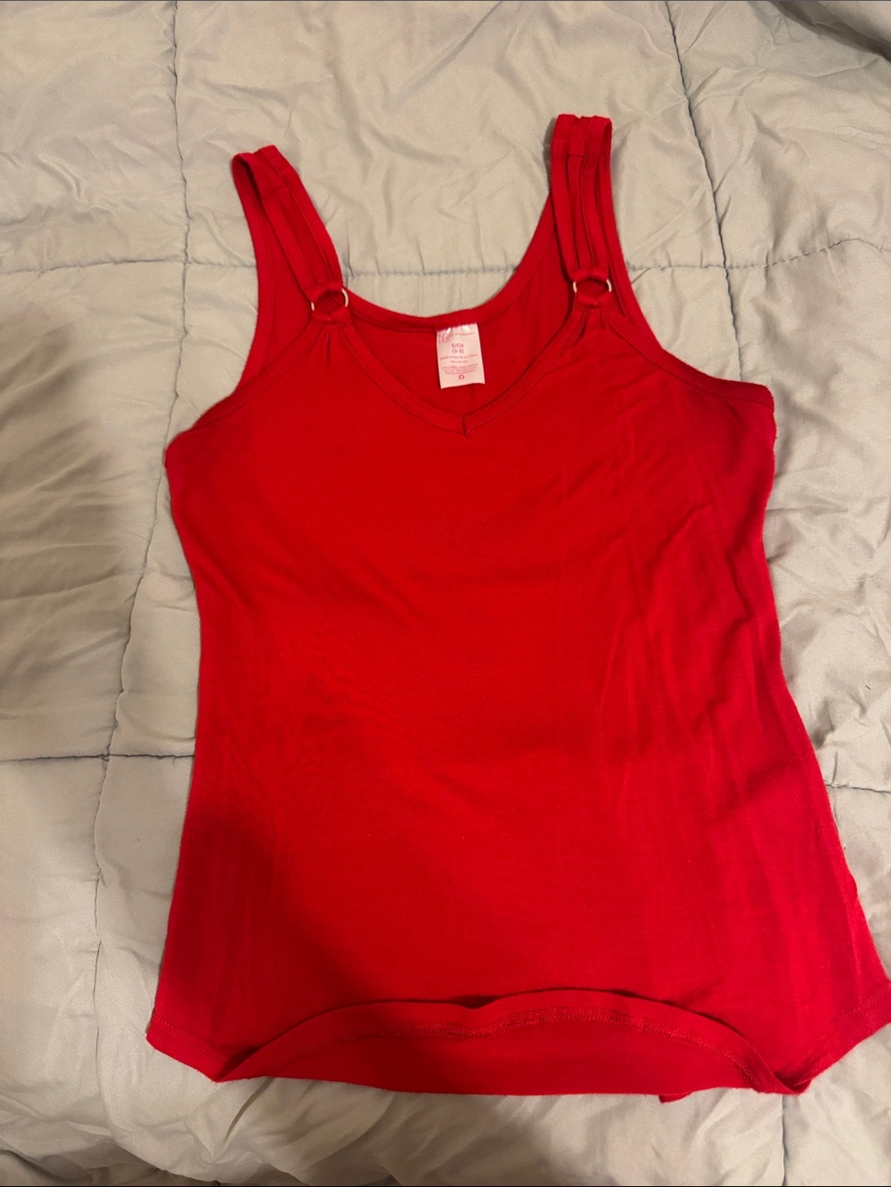No Boundaries Red Double-Strap Tank with Ring Accents